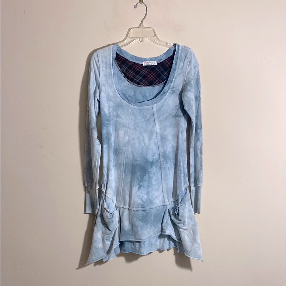 Vintage Scrapbook Originals Tie-Dye Baby Blue Tunic Dress